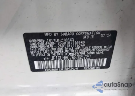 2024 Subaru Impreza Rs 5-Door z USA, uszkodzony, nr VIN JF1GUHHC7R8865729